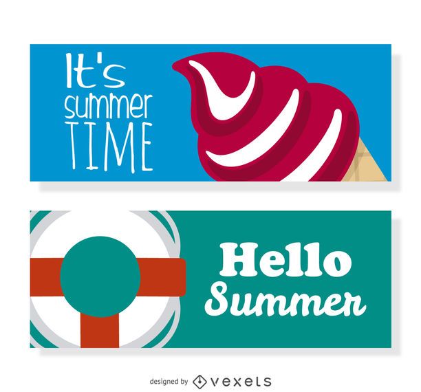 Summer Elements Banner Set - Vector Download