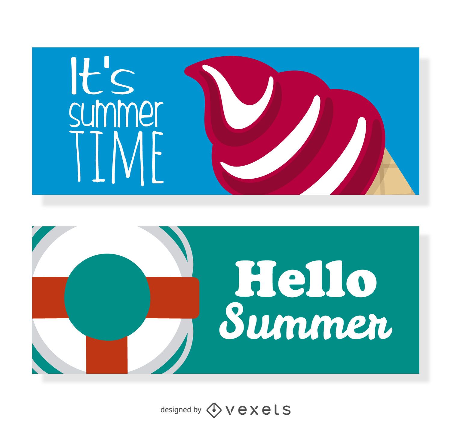 Conjunto de banner de elementos de verão