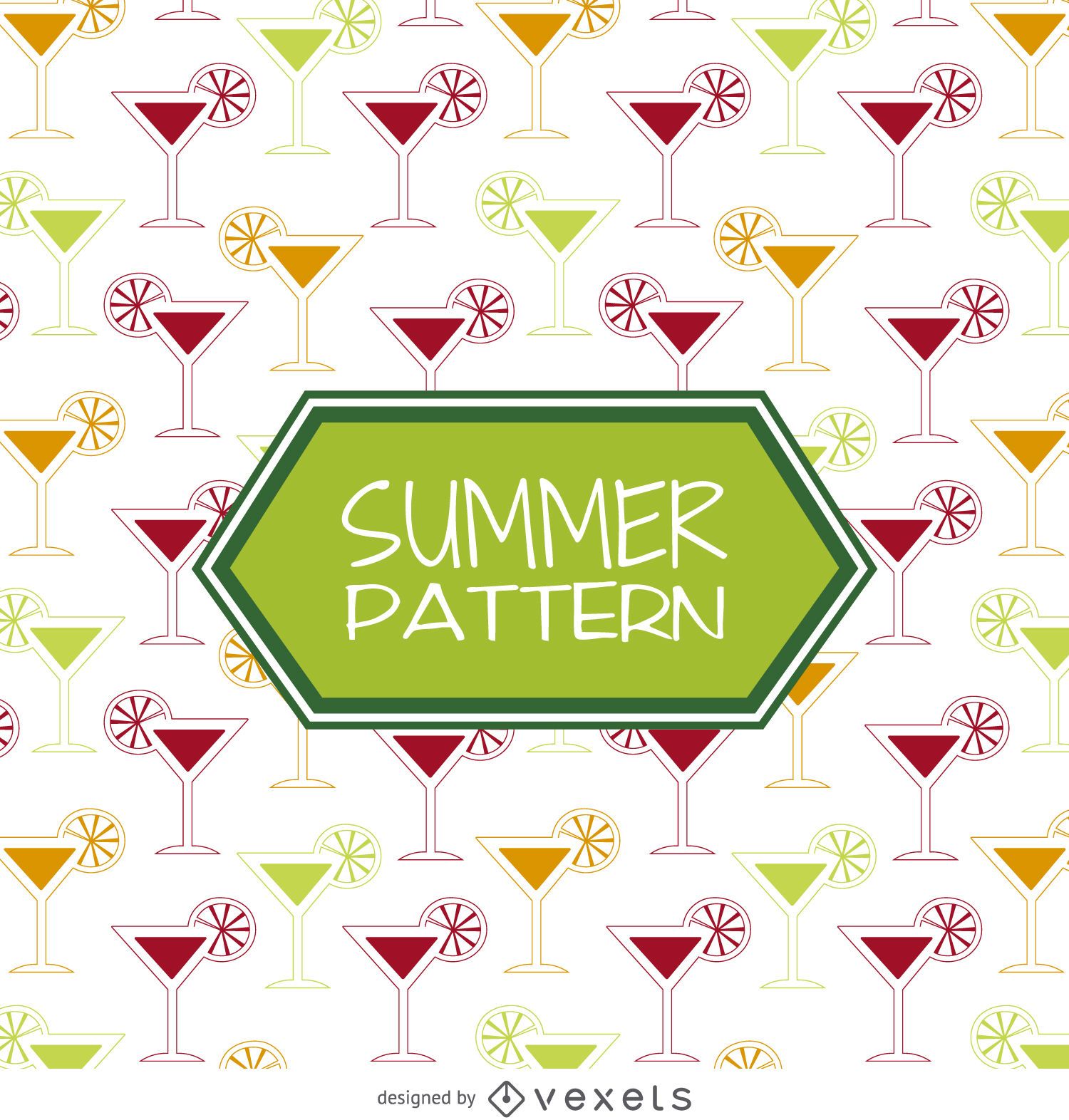 Download Summer Cocktail Drinks Pattern - Vector Download