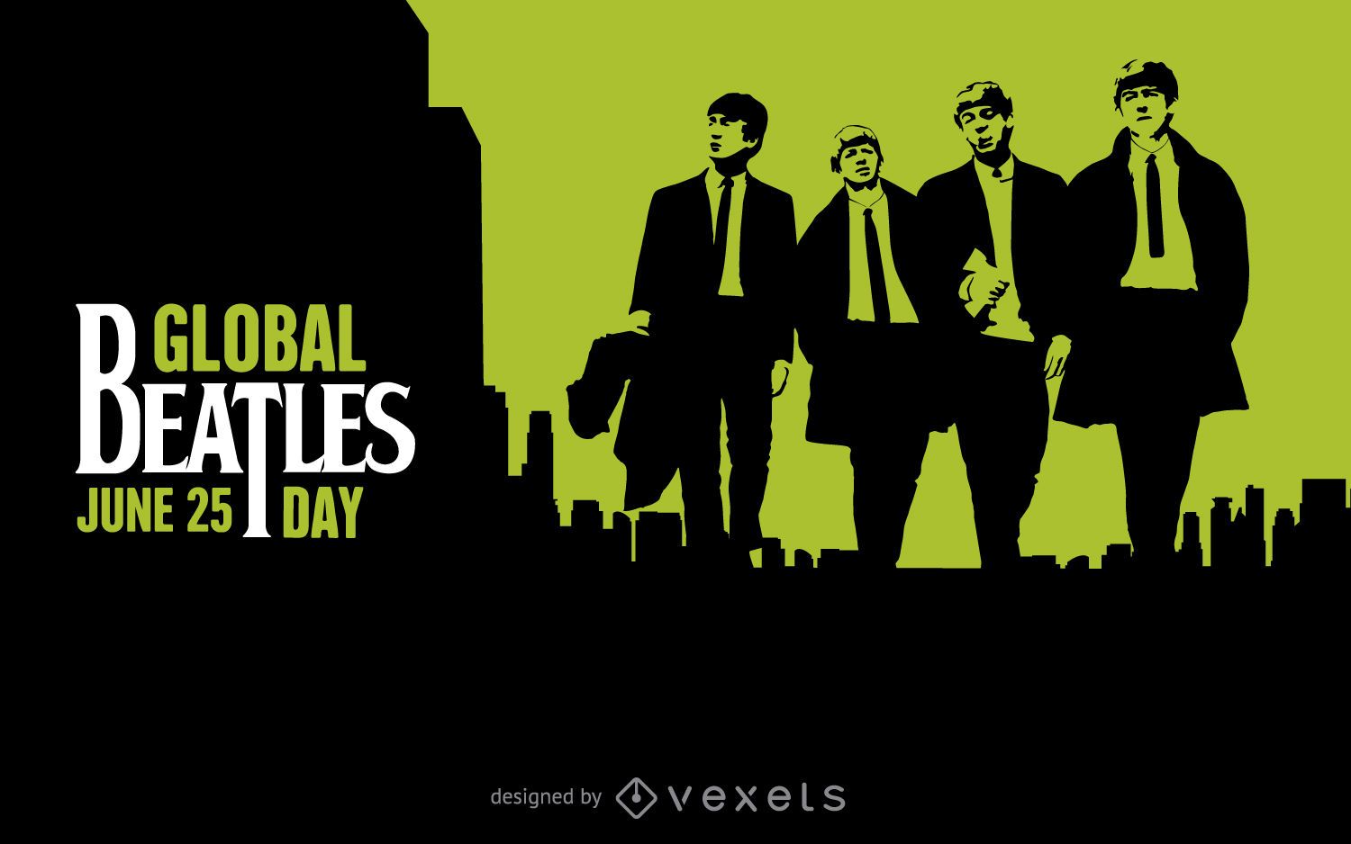 Global Beatles Day schwarz-grüne Illustration