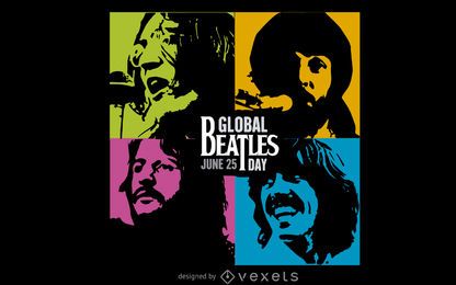 Colorida pancarta del Día Mundial de los Beatles Colorida pancarta del Día Mundial de los Beatles