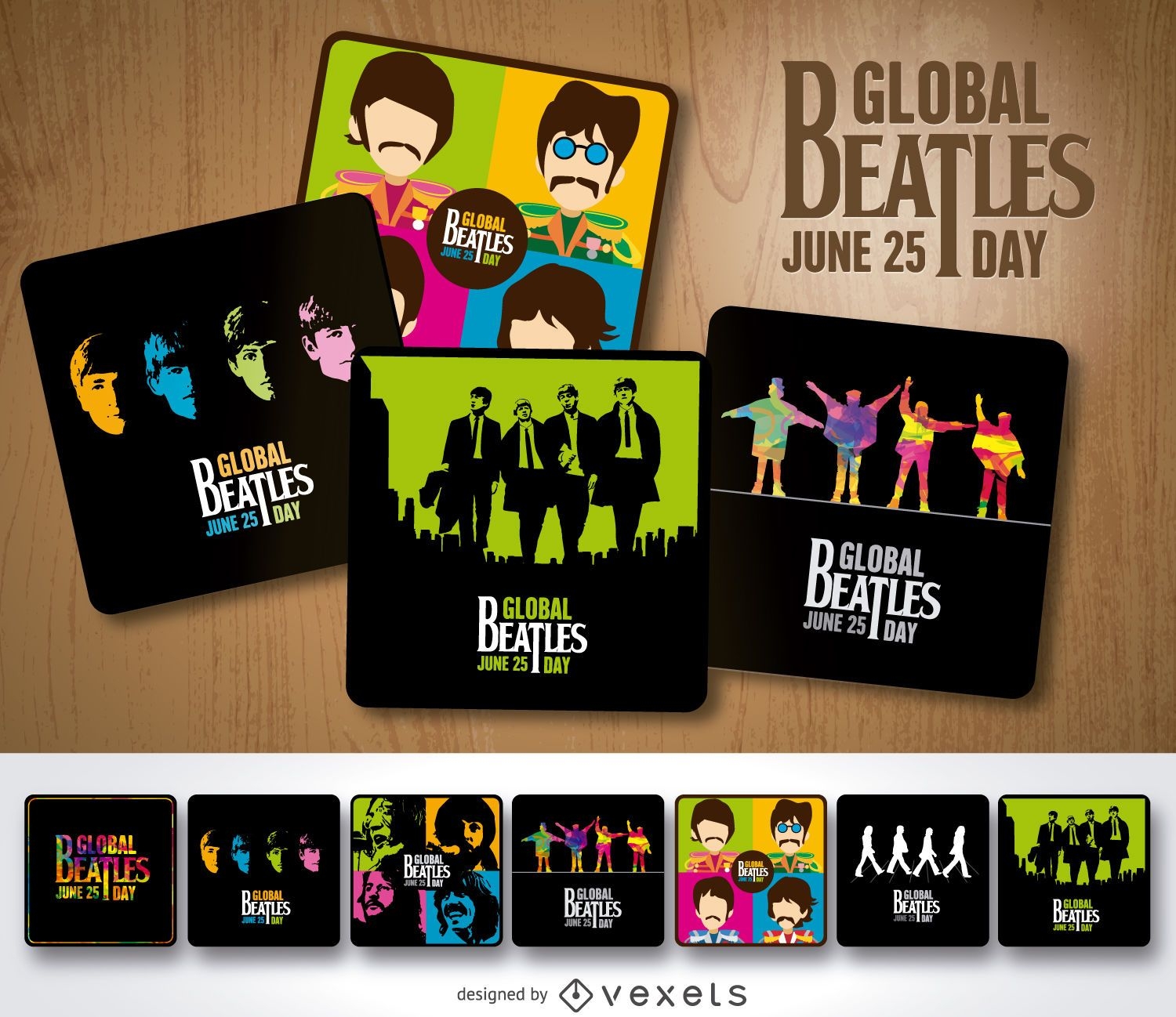 Conjunto de carteles del Día Mundial de los Beatles