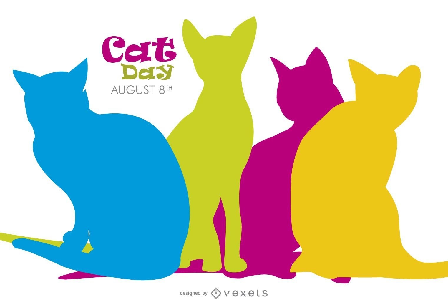 Cat Day colorful silhouettes
