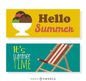 Happy summer banner set