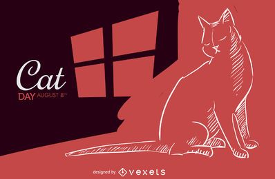 Cat Day Zeichnung Illustration