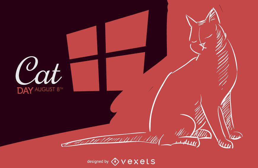 Cartel del dibujo del día del gato Cartel del dibujo del día del gato