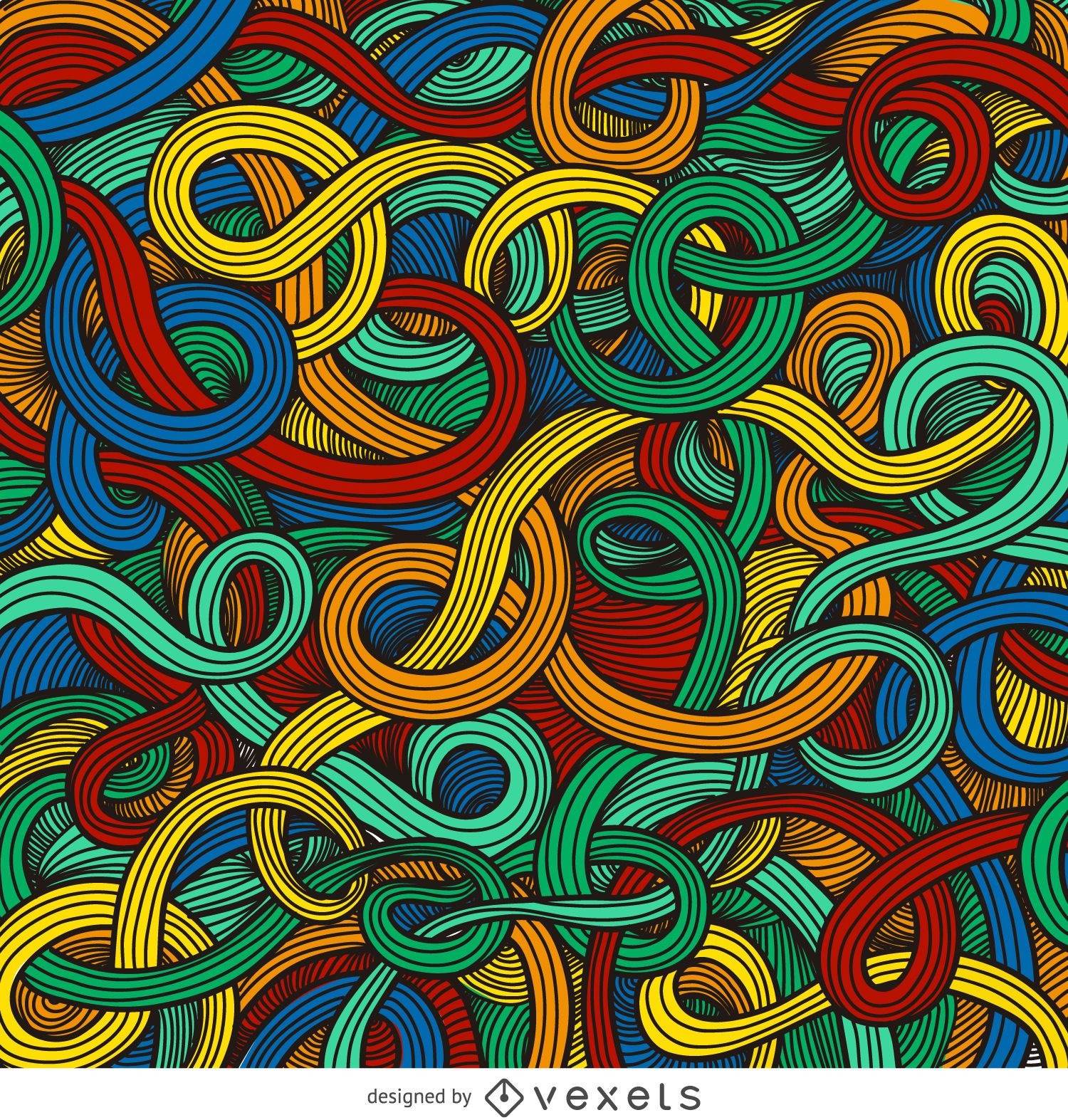 Color ornamental curly swirls background
