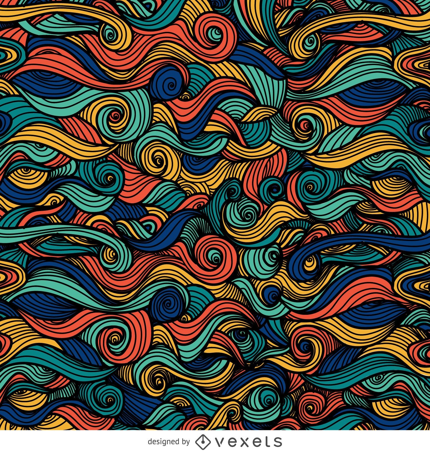 Colorful ornamental curly swirls background