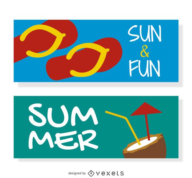 Conjunto de banners de playa verano Conjunto de banners de playa verano