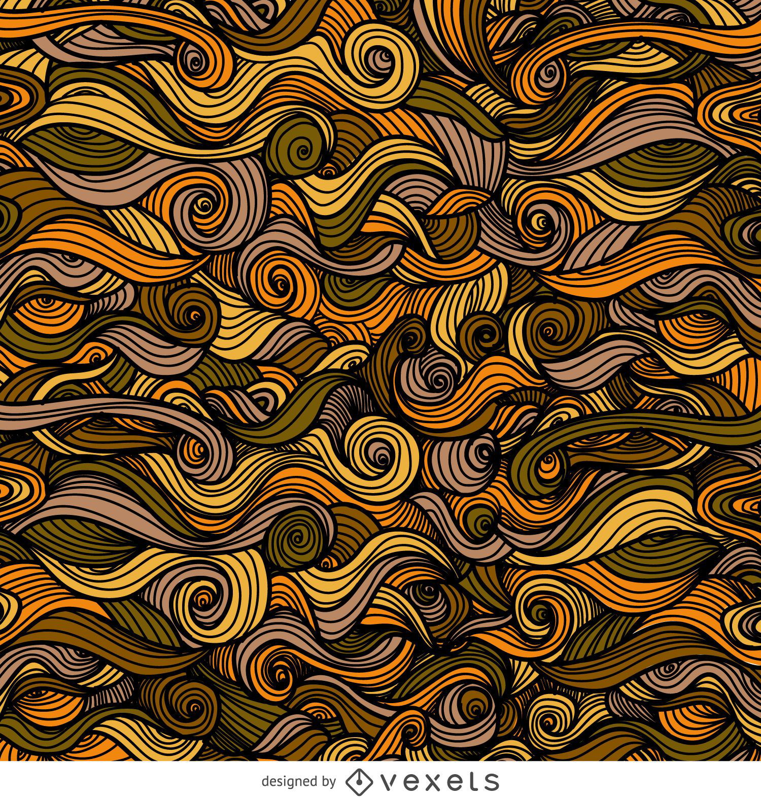 Autumn ornamental curly swirls background