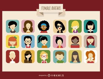 Coleção de 18 avatares femininos