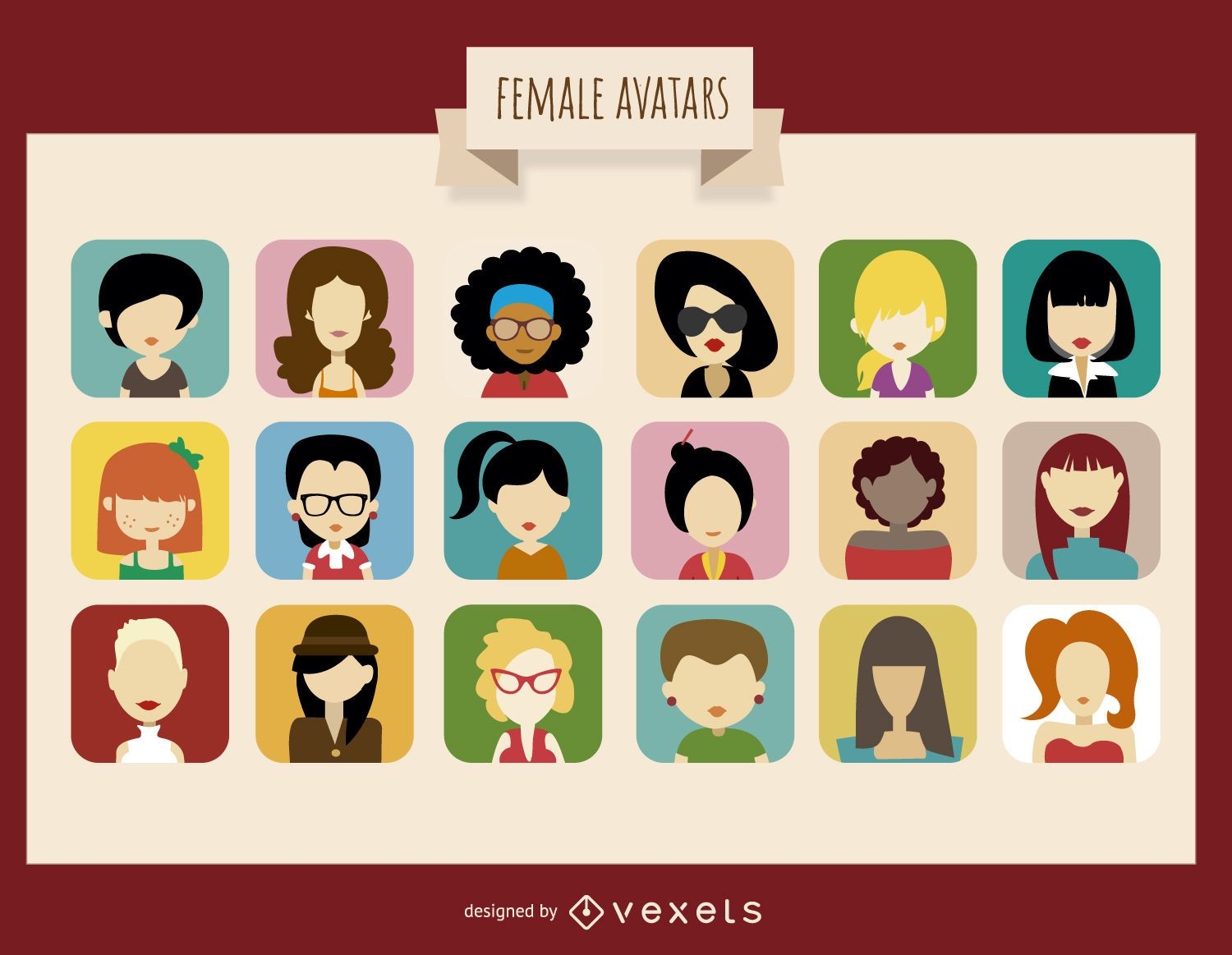18 weibliche Avatar-Sammlung
