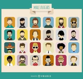 Coleção de 24 avatares masculinos