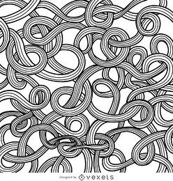 Enfeites ondulados em preto e branco desenhados à mão