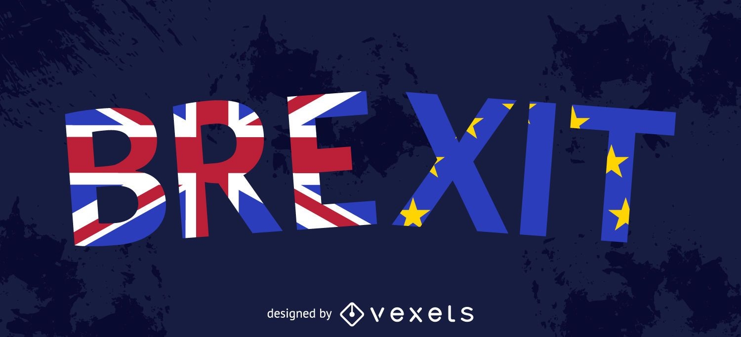 Letras de brexit con banderas