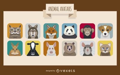 avatares de jogos redondos com design de personagens animais 17125594 Vetor  no Vecteezy