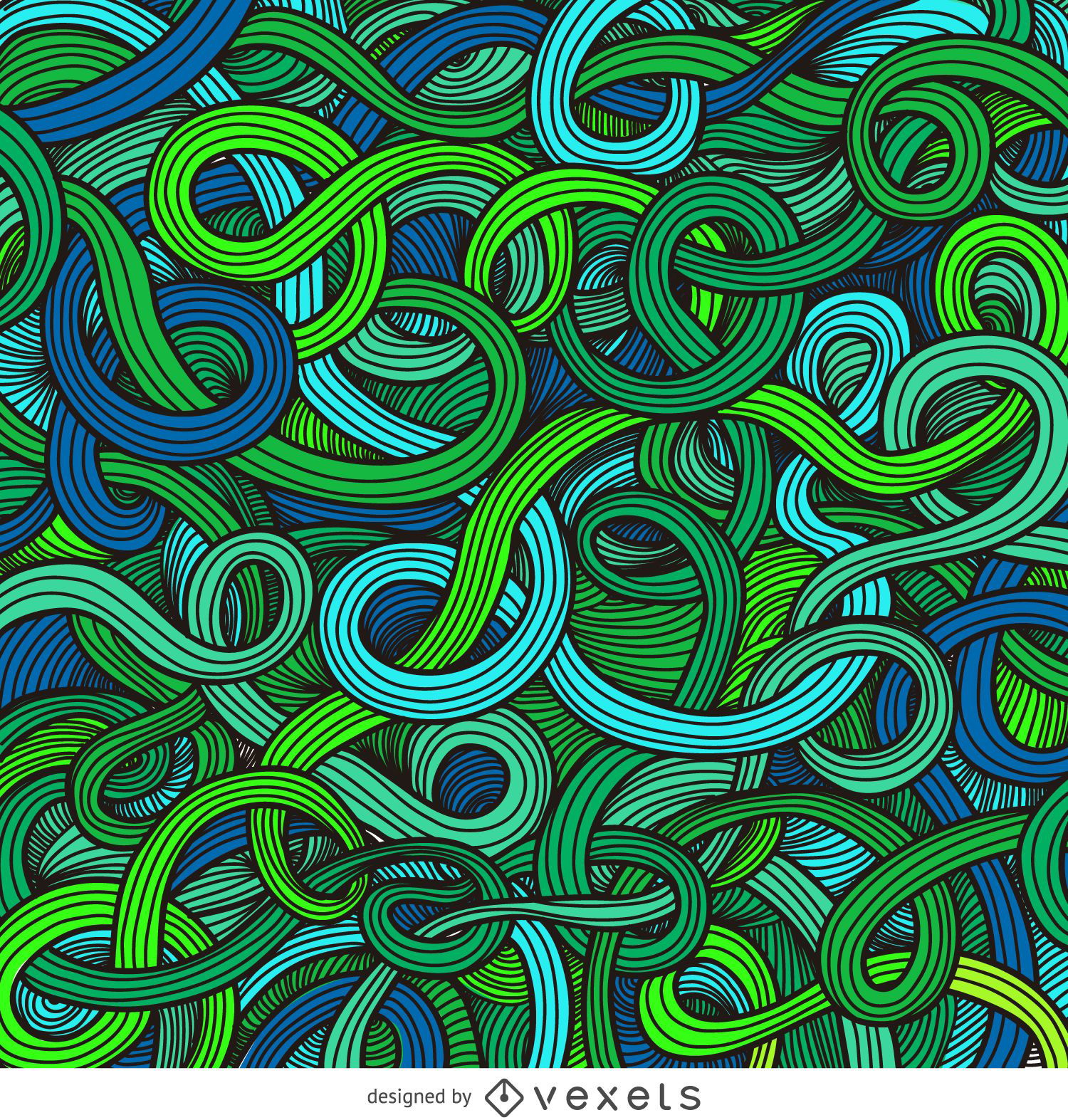 Bright ornamental curly swirls background
