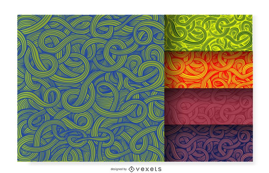 Conjunto de patrón ornamental rizado Conjunto de patrón ornamental rizado