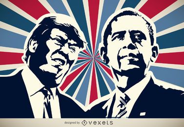 Trump and Obama silhouette Trump and Obama silhouette