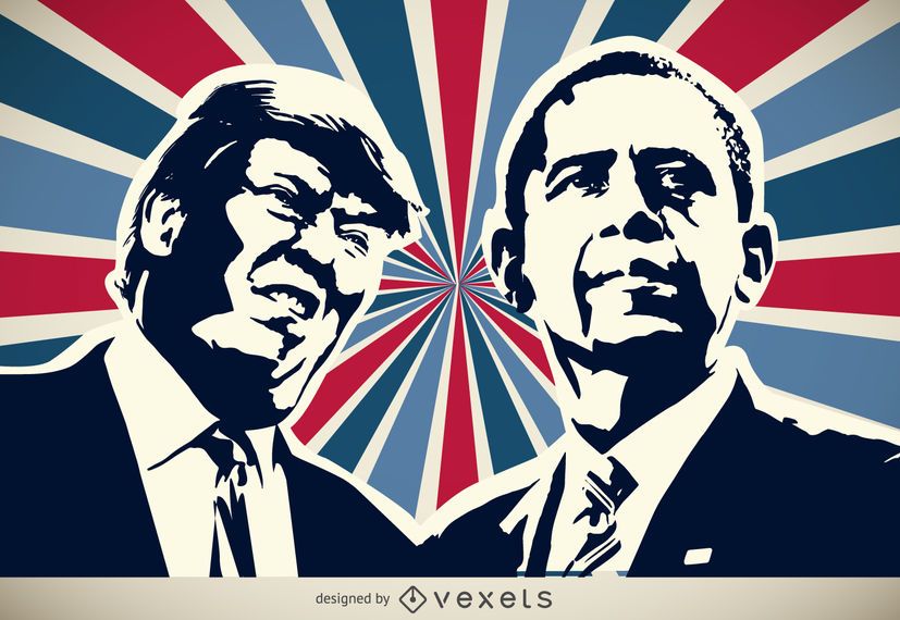 Trump e silhueta de Obama Trump e silhueta de Obama