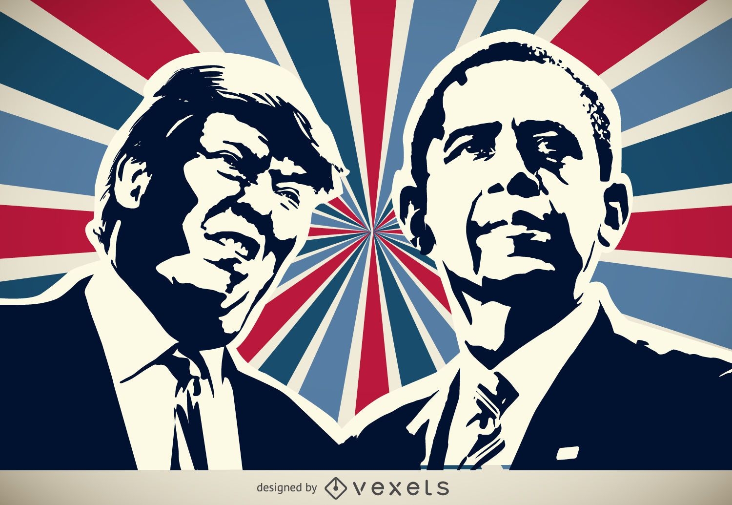 Trump and Obama silhouette