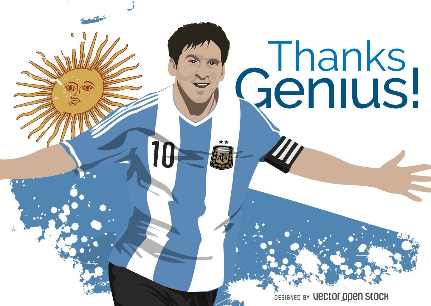Messi in Argentina's football T-shirt illustration
