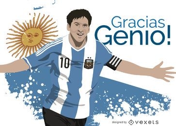 Leo Messi's illustration with message in Spanish