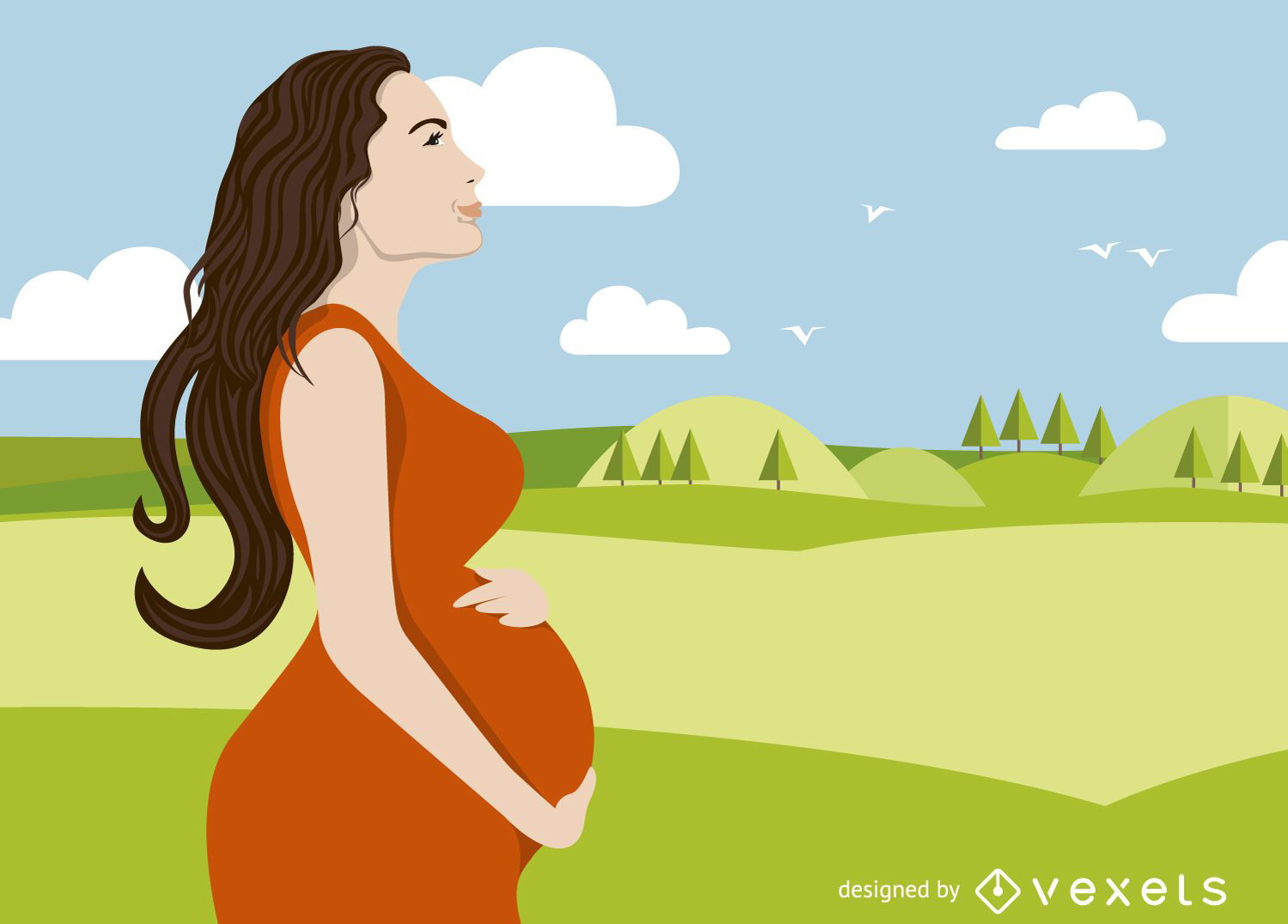 Flat pregnant woman illustration
