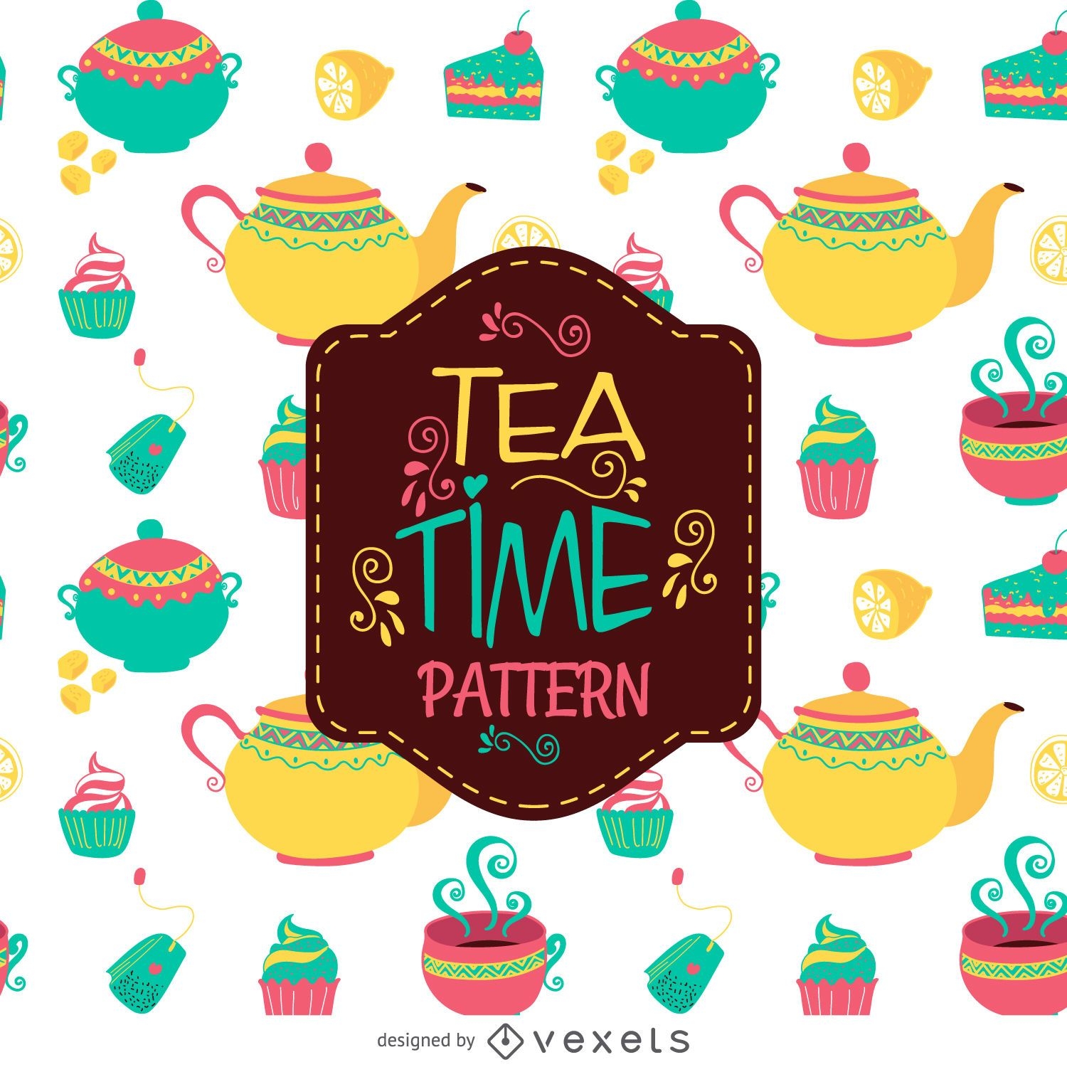 Padrão de ilustração de hora do chá