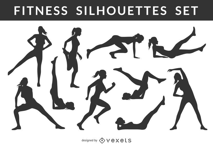 Female Fitness Silhouette Set Vector Download