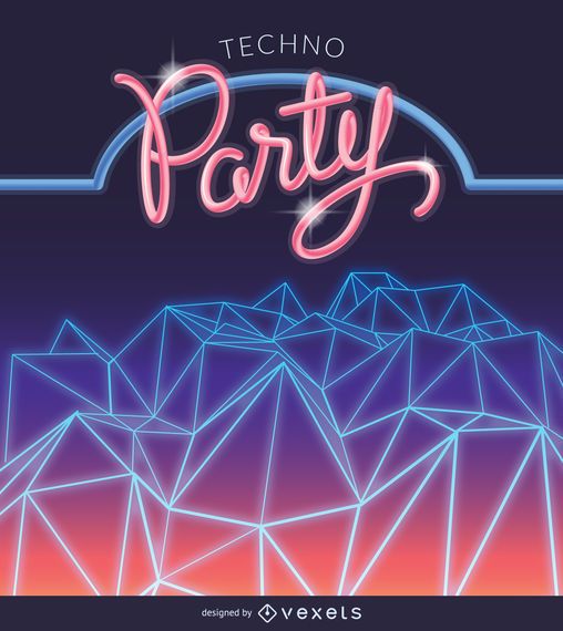 Synth wave party poster Synth wave party poster