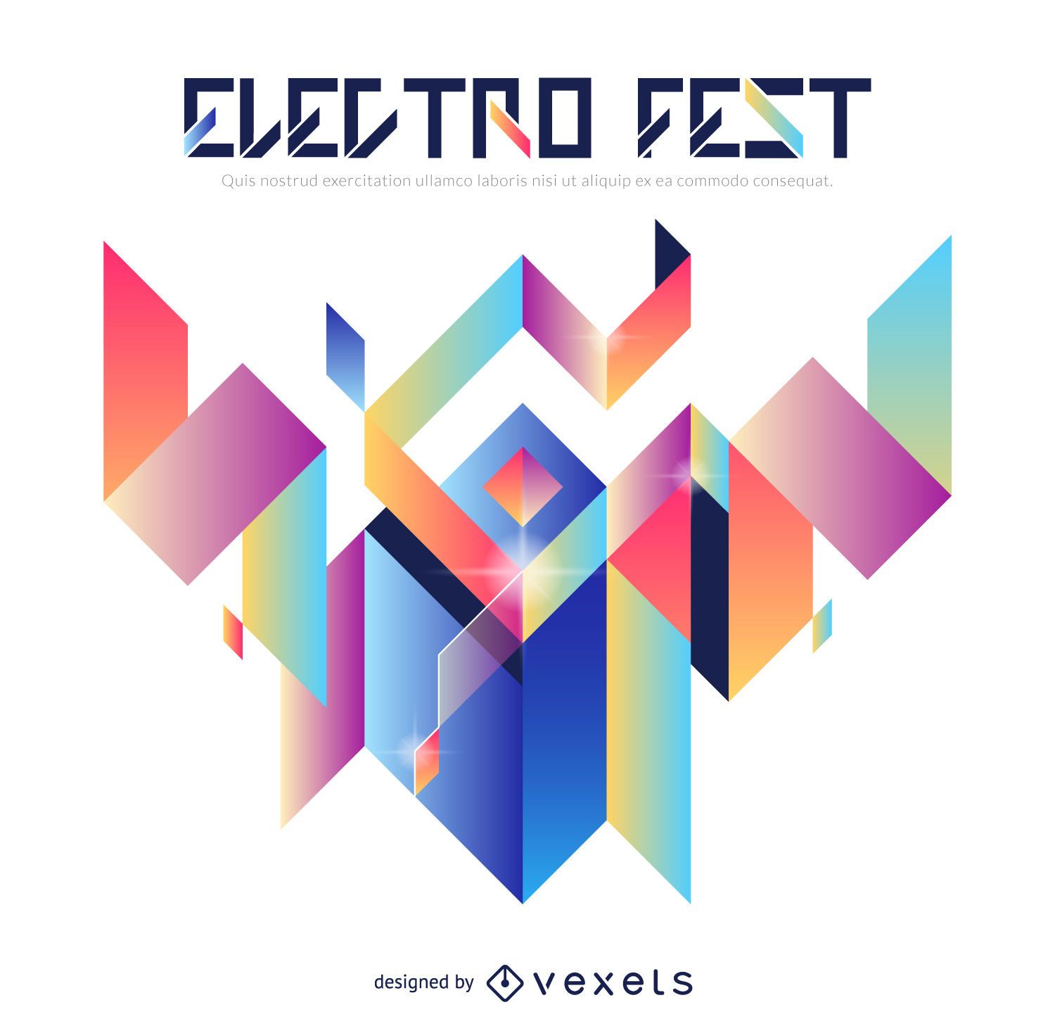 Electro geometric gradient poster