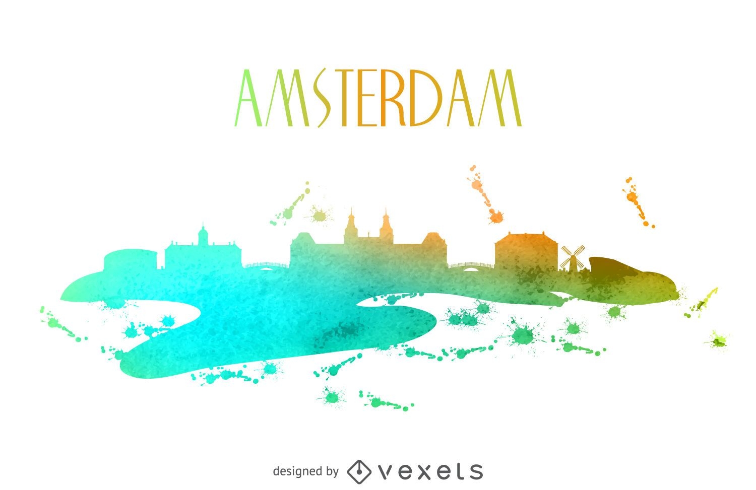 Amsterdam Aquarell Skyline
