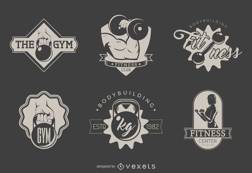 Conjunto de plantillas de logotipo de gimnasio Conjunto de plantillas de logotipo de gimnasio