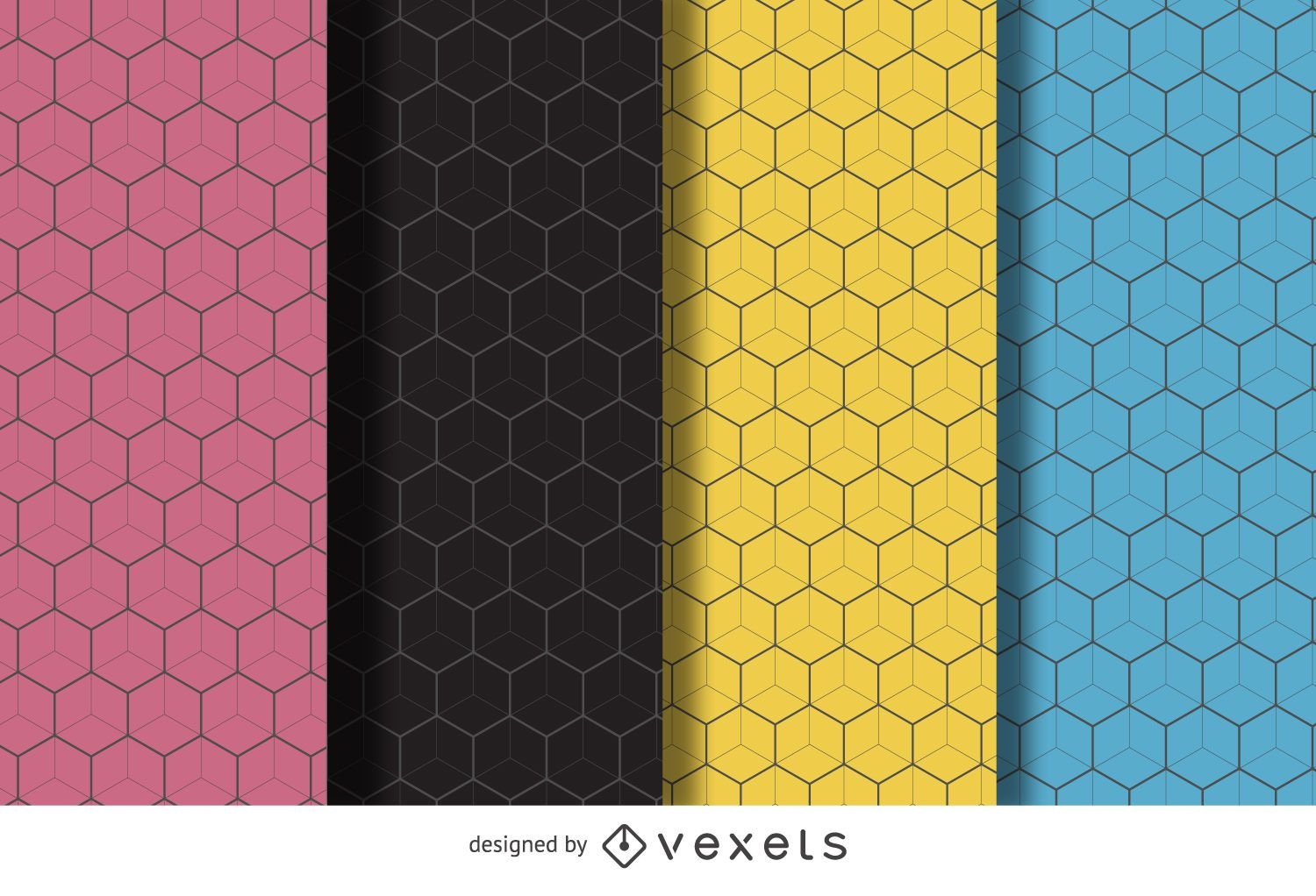 Linear hexagon pattern background set