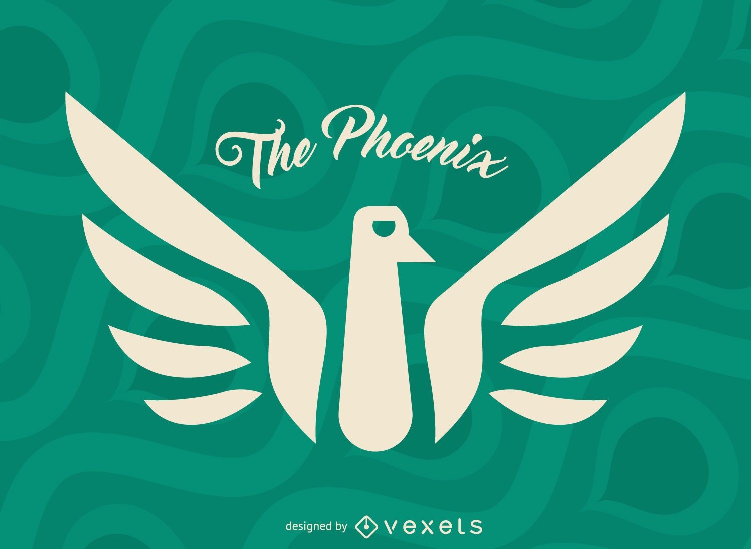 Etiqueta del p?jaro del mito de Phoenix