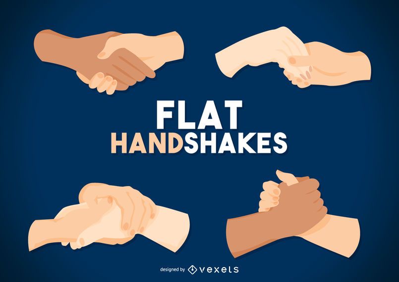 Flat handshake drawing set Flat handshake drawing set
