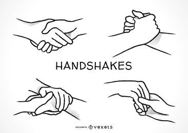 Hand drawn handshakes set