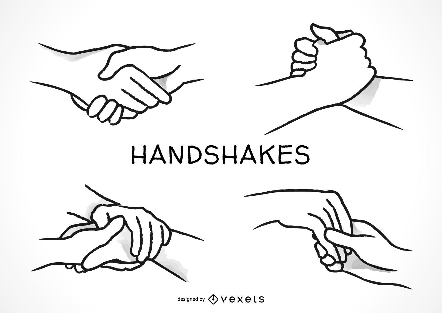 Hand gezeichnete Handshakes gesetzt