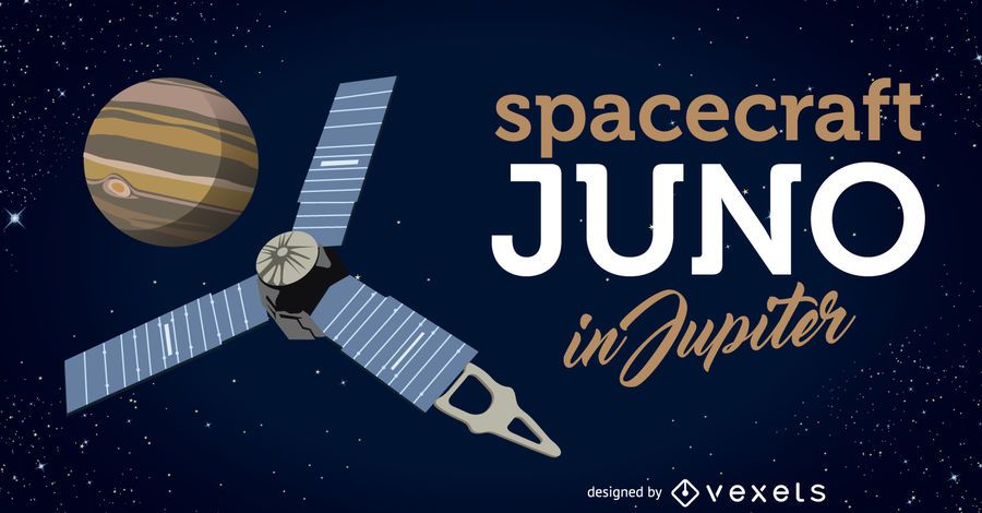 Spacecraft Juno arrives to Jupiter illustration Spacecraft Juno arrives to Jupiter illustration