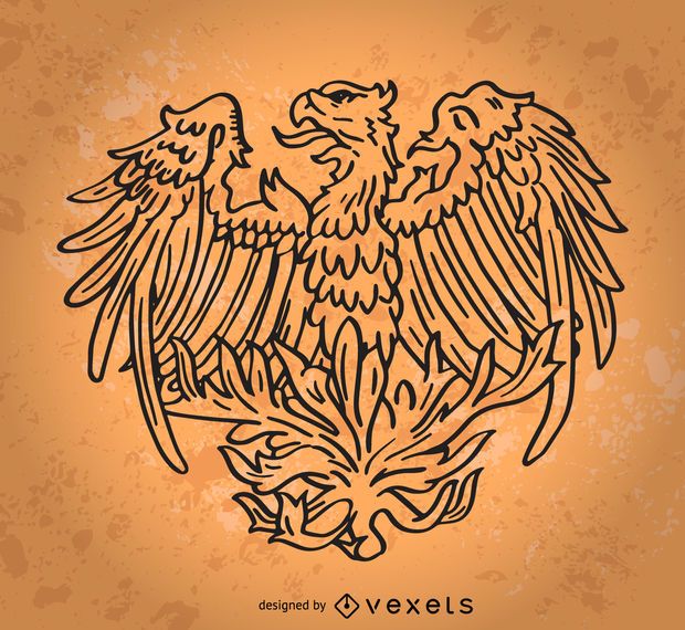 Pássaro de Fênix desenhada de mão Pássaro de Fênix desenhada de mão