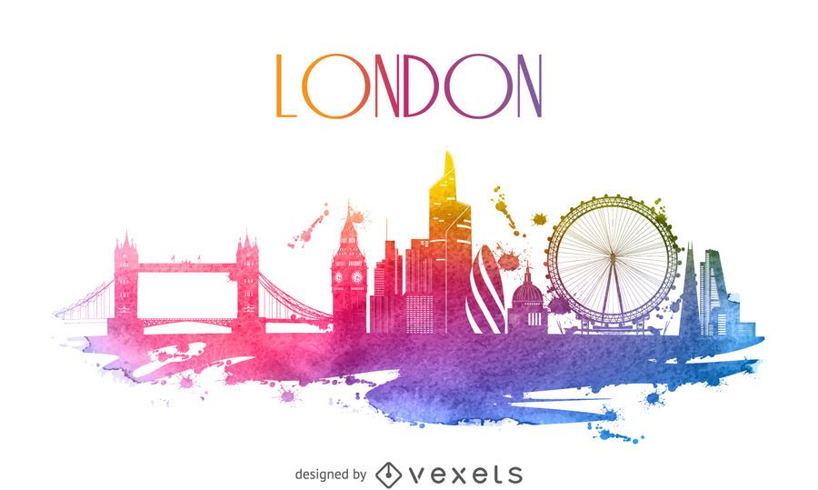London Aquarell Skyline Silhouette London Aquarell Skyline Silhouette