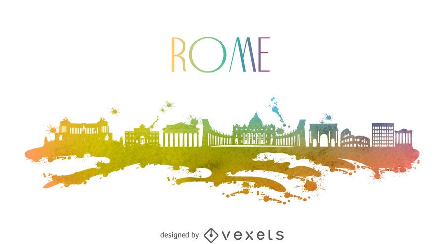 Rome watercolor skyline Rome watercolor skyline