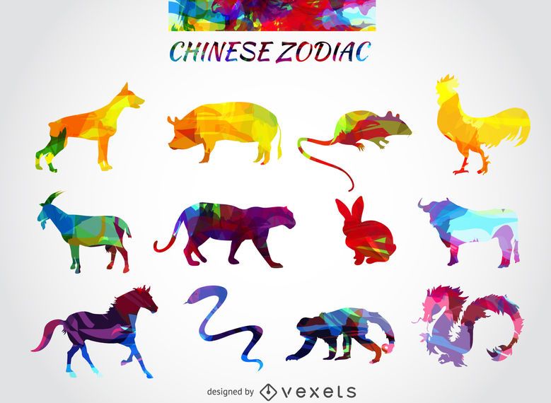 Conjunto de animales del zodiaco chino. Conjunto de animales del zodiaco chino.