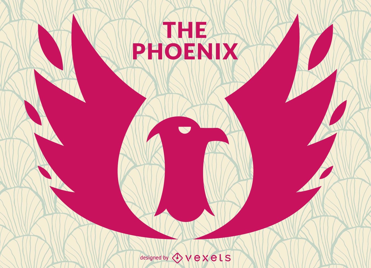 Phoenix bird stamp logo template