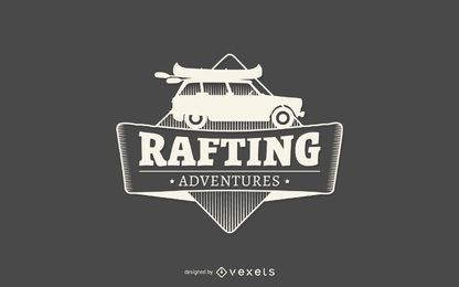 Plantilla de logotipo de etiqueta de aventuras de rafting