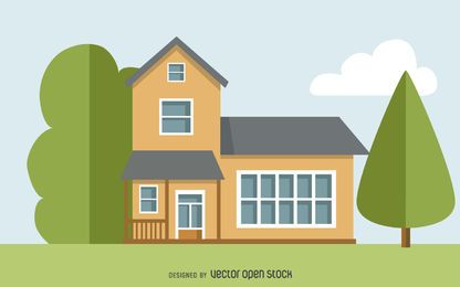 Descarga Vector De Dibujo De Casa De Dos Pisos Descarga Vector De Dibujo De Casa De Dos Pisos