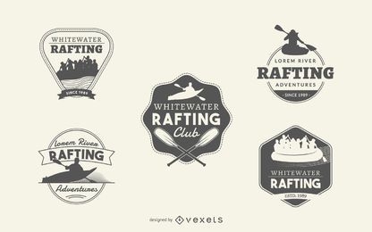 Conjunto de colección de etiquetas de logotipo de rafting
