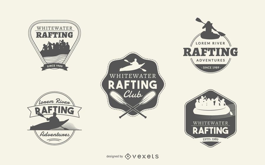 Rafting logo label collection set Rafting logo label collection set