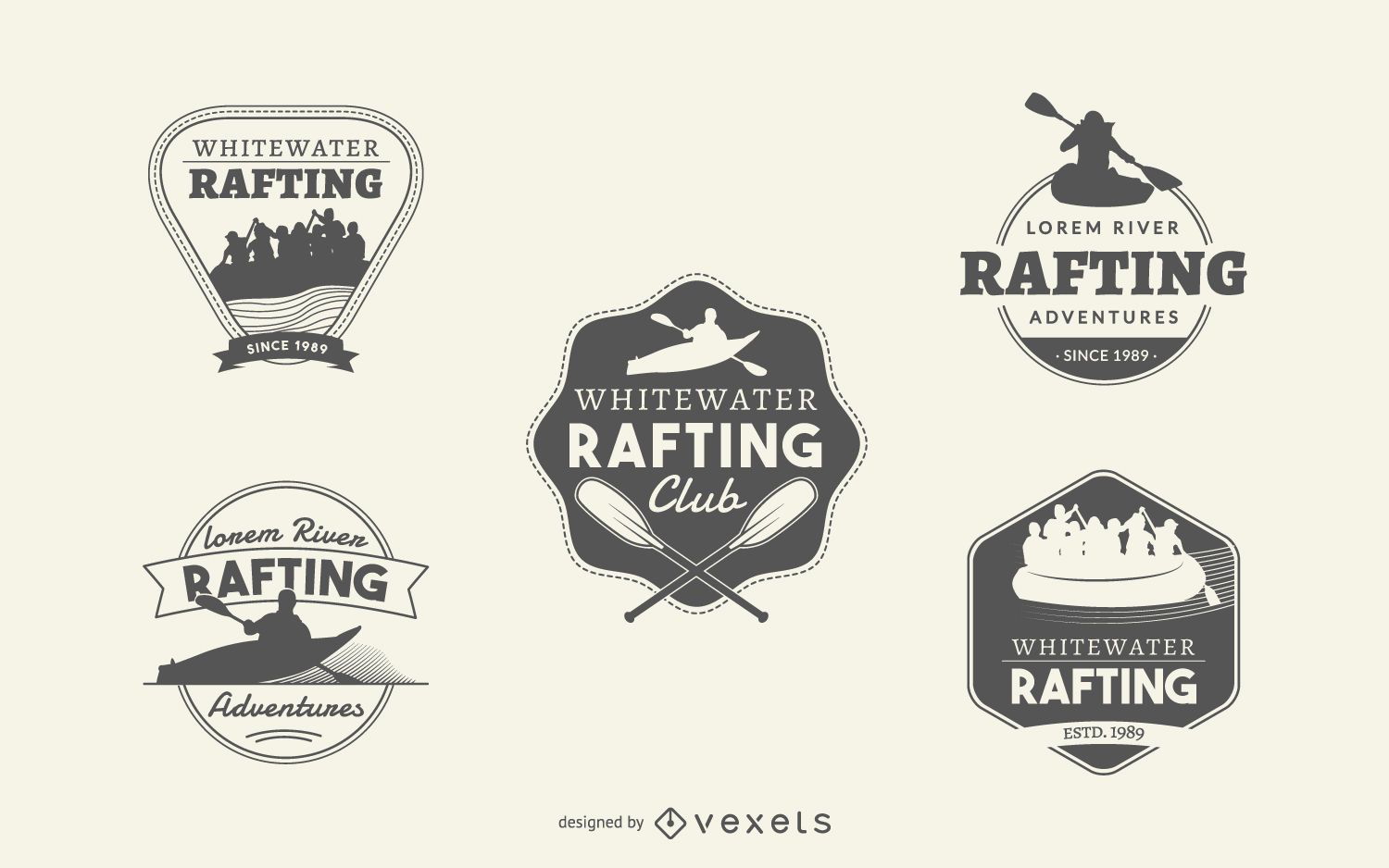 Rafting logo label collection set